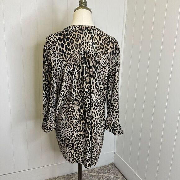Vintage Cocomo for Women Size XL Brown Black Leopard Print Button Down Shirt Top - Picture 6 of 12